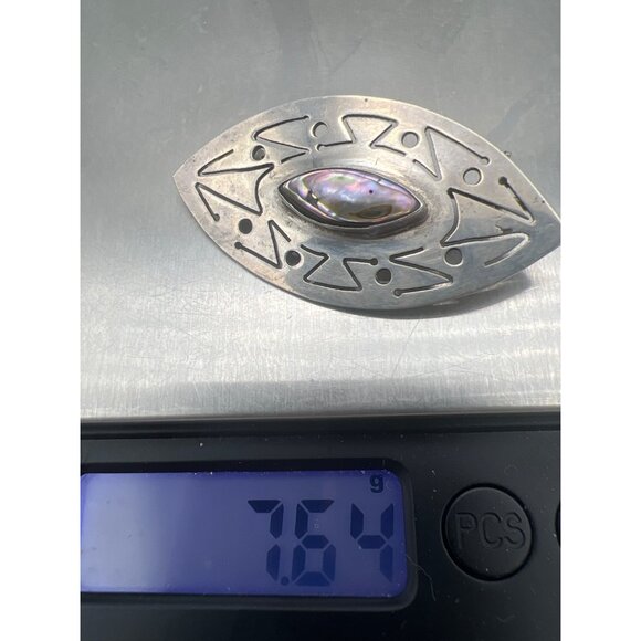 Vintage Sterling Brooch Pin Dannys Mexico Abalone Shell Southwest Geometric - Picture 5 of 8